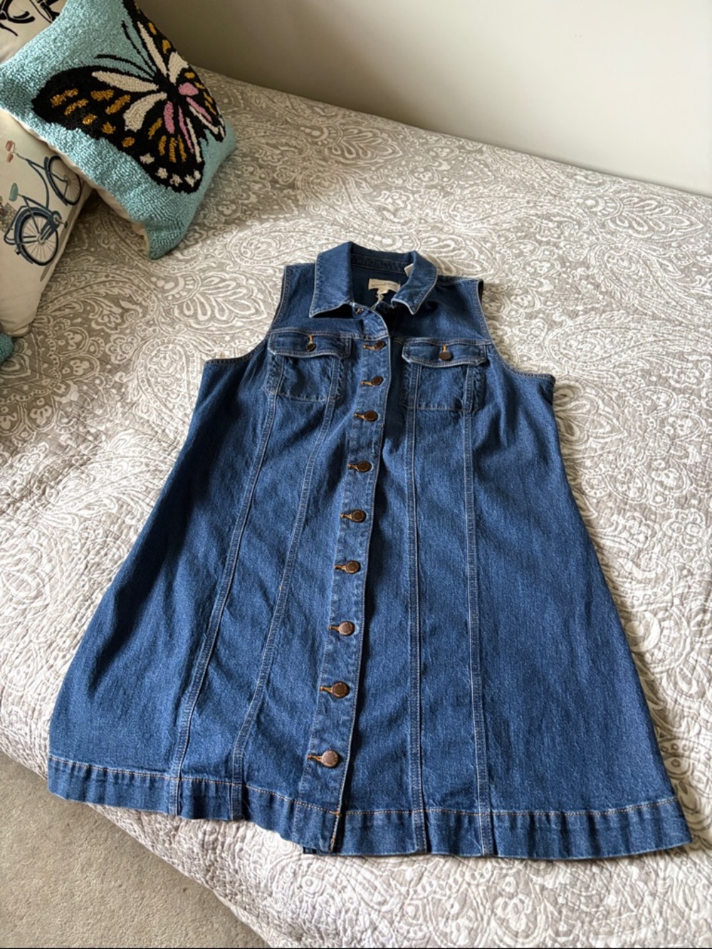 Universal Thread Blue Denim Button-Front Sleeveless Dress